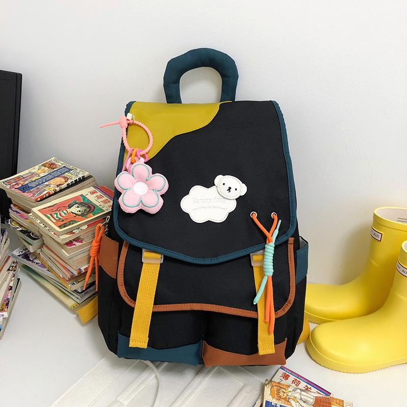 Backpack New Large-capacity High School Students Cute Backpack Contrasting Color Primary School Backpack