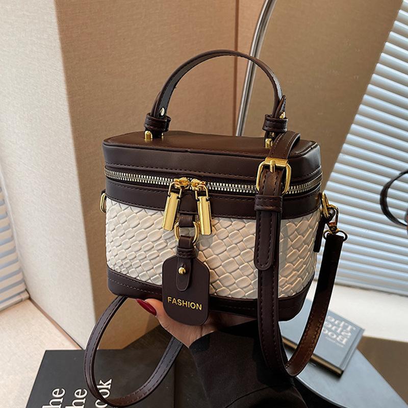 New Minimalist and Fashionable Box Shape Small Handbag, Contrasting Color Women's Bag, High-end Carriage Single Shoulder Crossbody Handbag