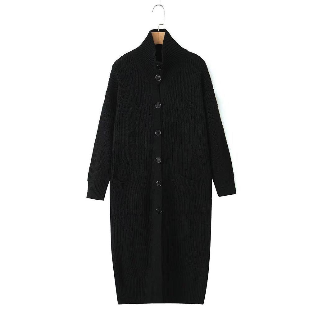 2025 Fall/Winter Women's High-End Knit Cardigan Trench Coat - Mid-Length Button-Up