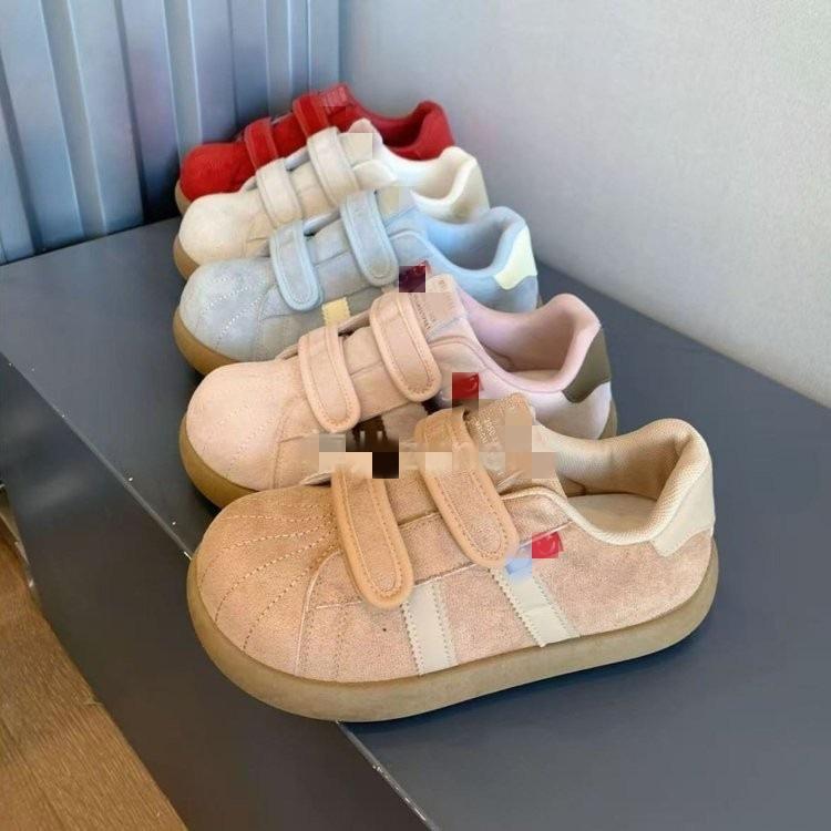 Spring Pink Velcro Board Shoes New Chic Niche Puff Bread Shoes Moral Training Student Xiaobai
