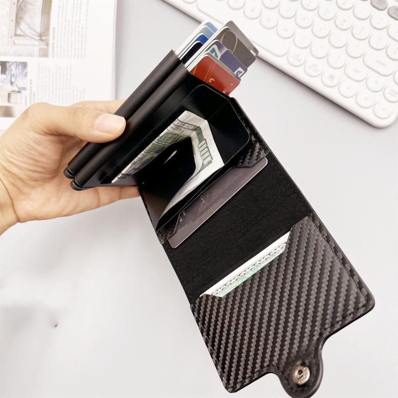 Large Capacity Double Layer Id Credit Card Holder Anti Rfid Blocking Protected Magic Wallet For Men Carbon Fiber Cardholder Case