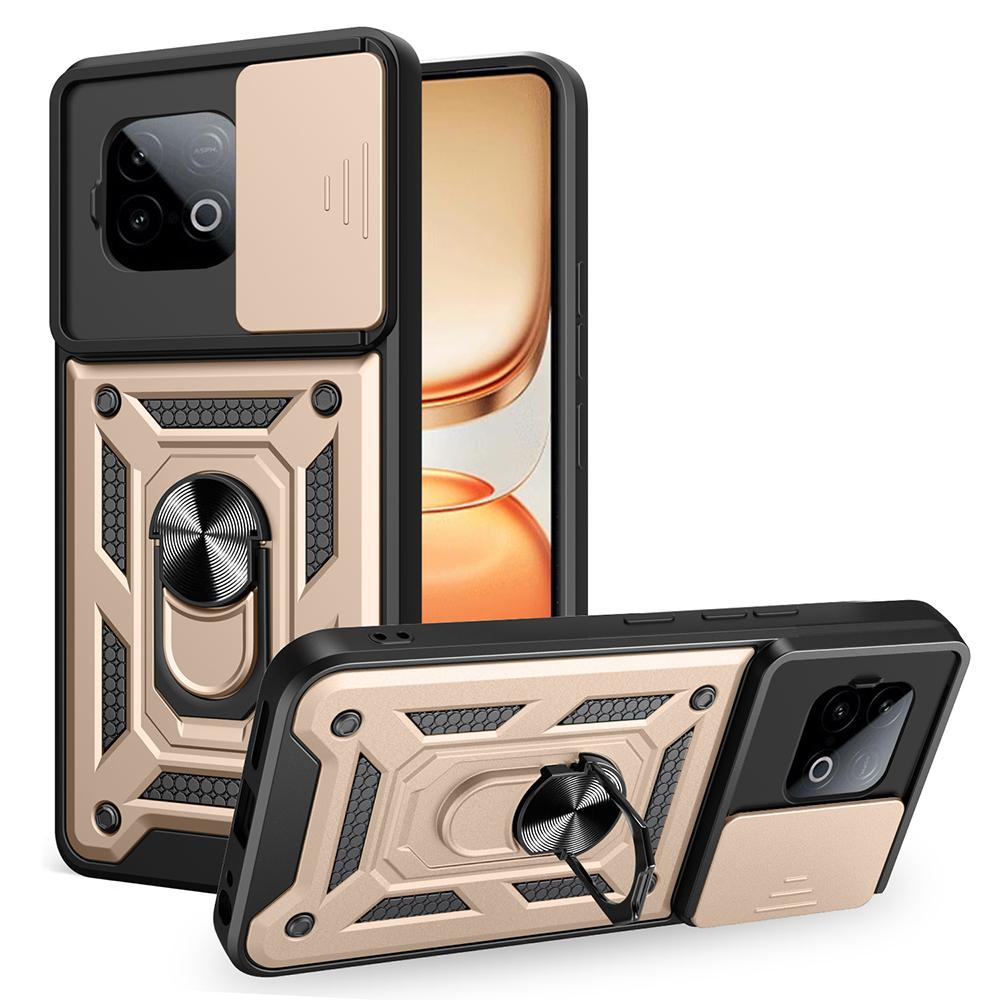 Funda for Vivo iQOO Z10 Turbo Pro 5G Case Armor Slide Camera Lens Protection Ring Stand Back Cover for iQOO Z10 Turbo Capa