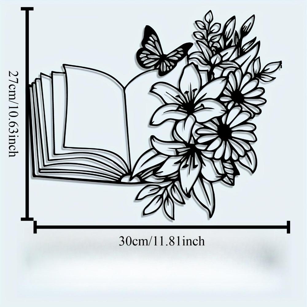 Metal Wall Art Book Flower Sculpture Bohemian Decor Living Room Bedroom Valentine Gift Modern Home