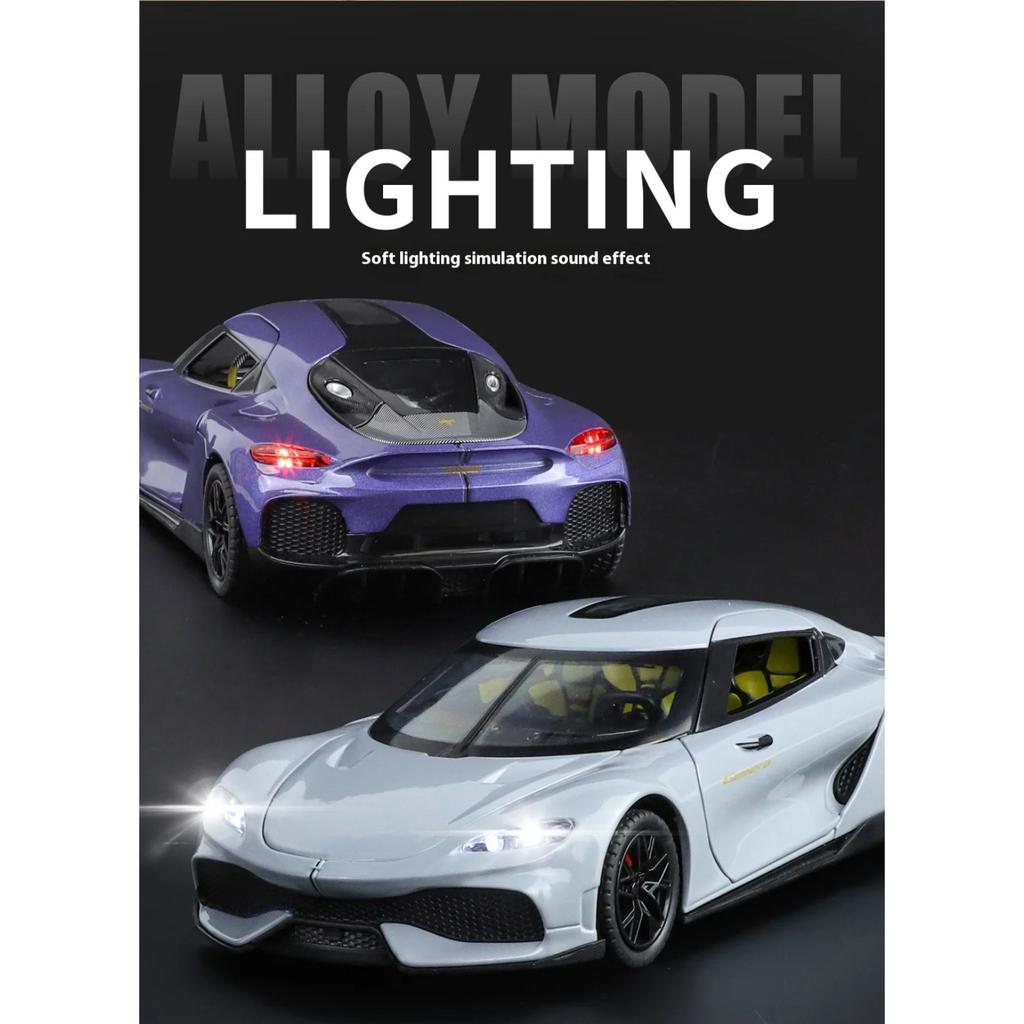 1/24 Koenigsegg Gemera GT Supersportwagen Legierung Diecast Modellauto Sound und Licht Zuhause Trendige Ornamente Exquisite Simulation Dekorative Geschenke Junge