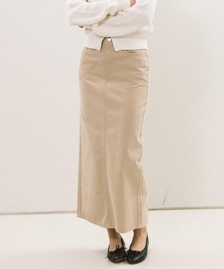 Yeoppe Wave Cotton Skirt_Beige