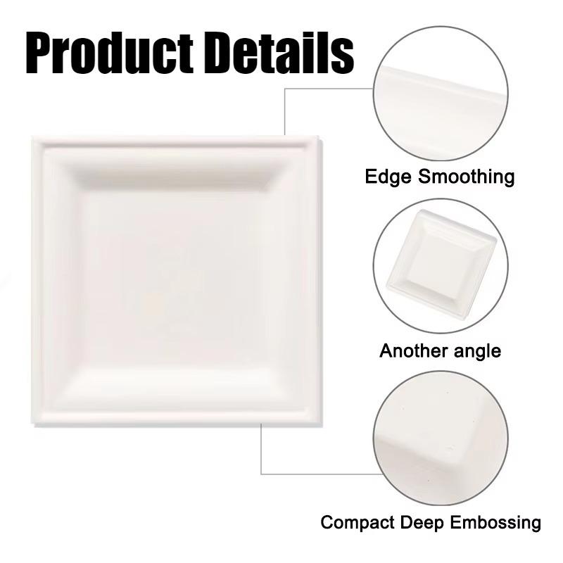 Disposable Square Plates Household Kitchen Restaurant Fruit Salad Dessert Appetizer Birthday Party Christmas Picnics Tableware