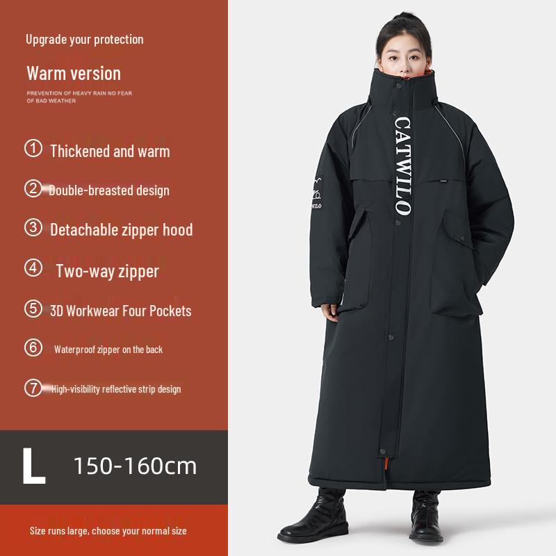 Electric Vehicle Winter Windshield Fleece-Lined Warm Coat for Bicycles & Motorcycles - Cold Weather Windproof Gear