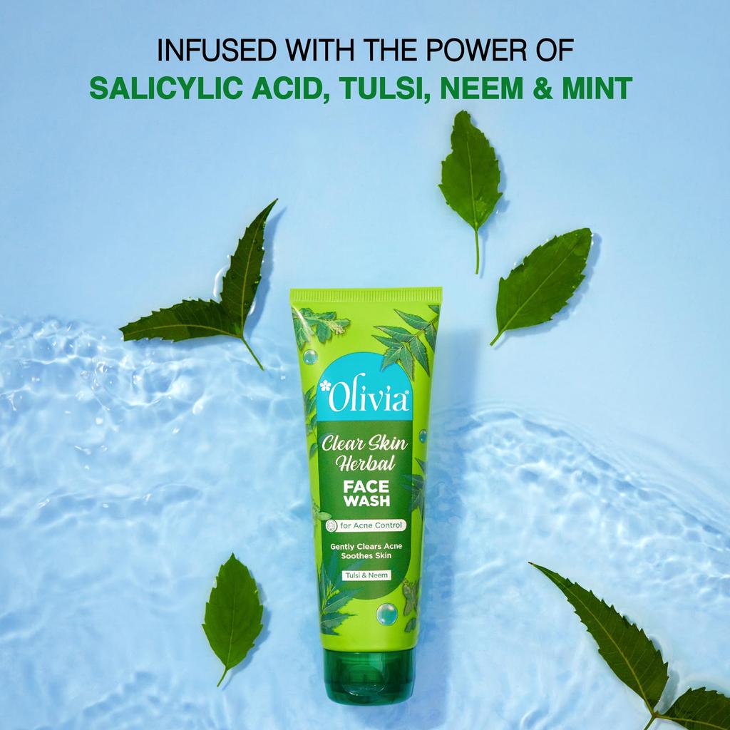 Olivia Clear Skin Herbal Face Wash for Acne Control 60g (Pack of 2)