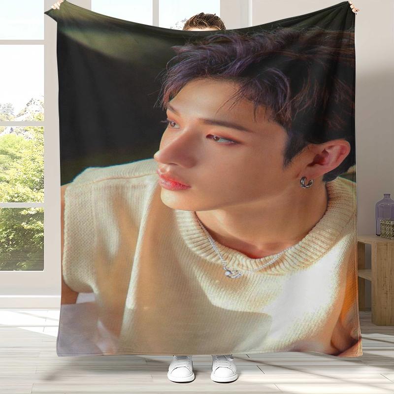 Bang Chan Kpop Stray Kids Flannel Blanket,Ultra Soft Warm Plush Throw for Home Bedroom Bed Sofa Cover Camping Picnic gift