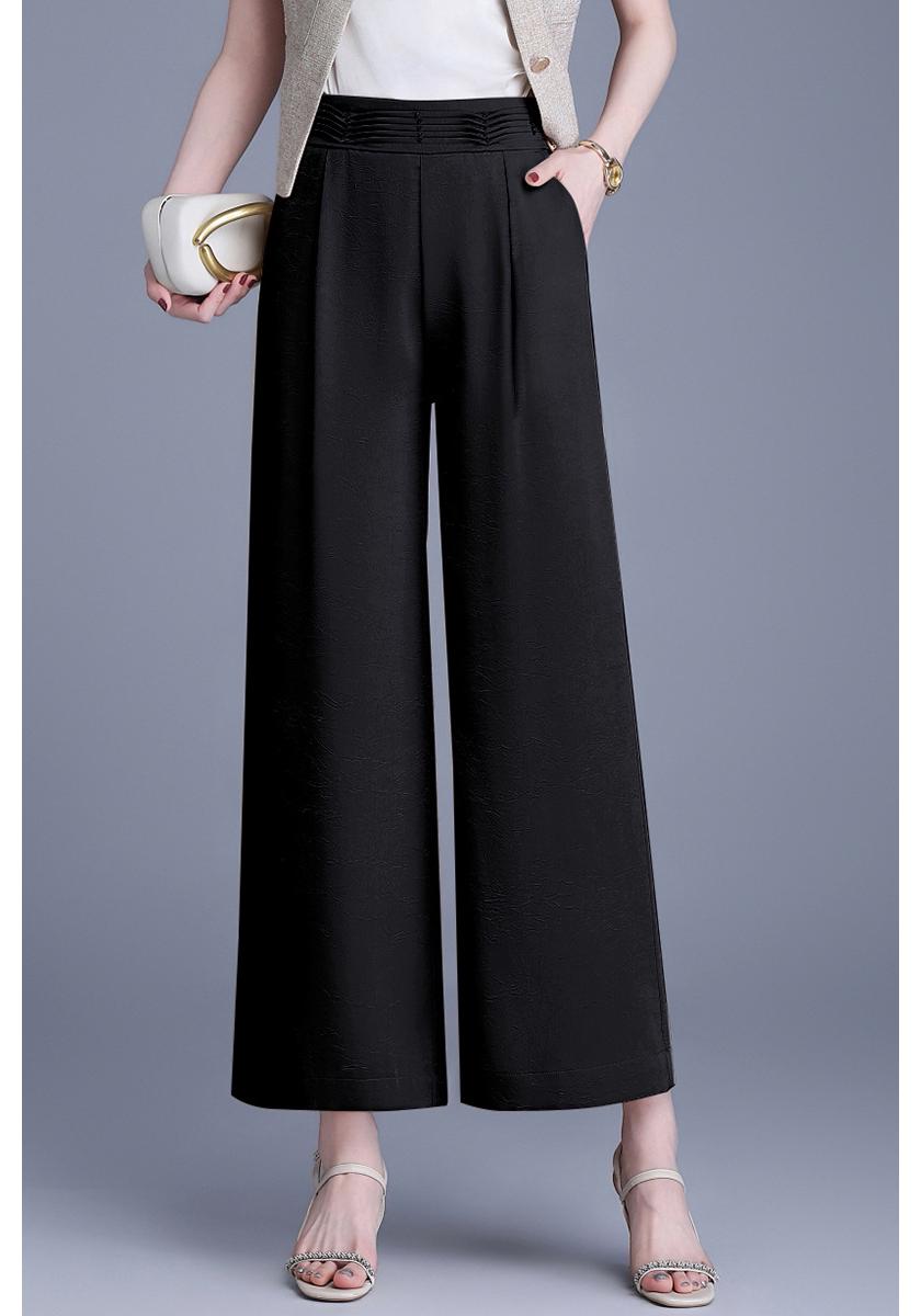 

2026 Summer High-Waisted Loose Drape Straight-Leg Nine-Tenth Length Trousers for Women 2XL чёрный