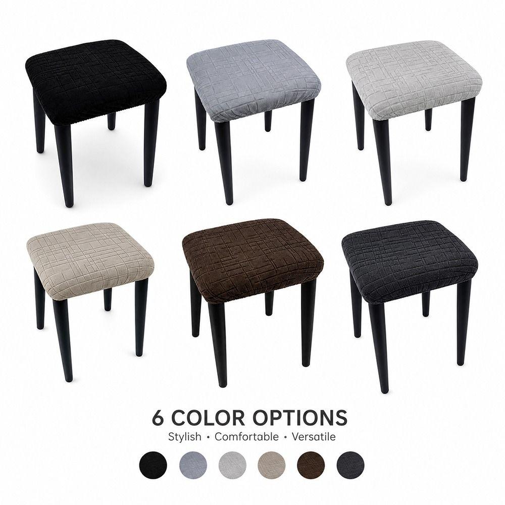 Washable Chair Seat Cover Solid Color Stool Cover Universal Fiit Stool Case for Square Chairs