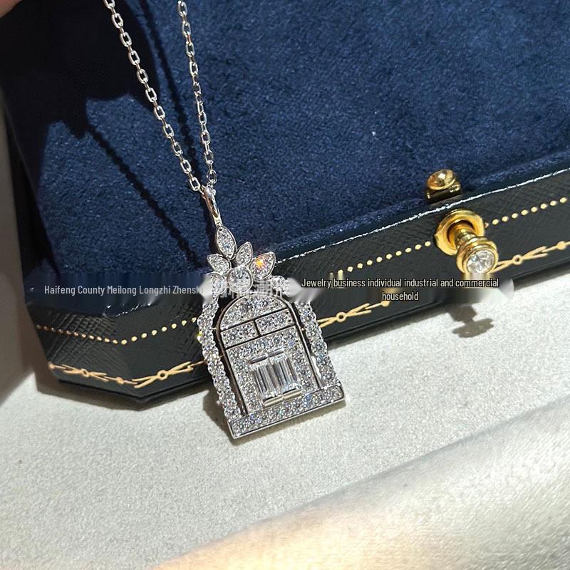 Роскошное женское бриллиантовое ожерелье-подвеска  Замок  - Элегантная цепочка на ключицы