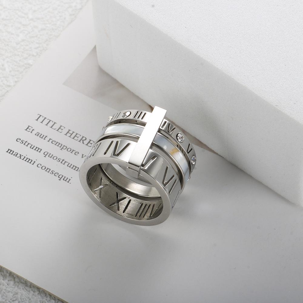 Inel multiplu cu cifre romane: Bijuterii din oțel inoxidabil placate cu aur de 18K pentru cupluri.