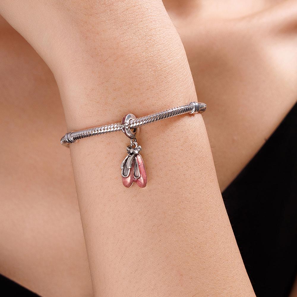 New Copper Charm Pink Ballet Shoe Pendant Jewellery Making Ideal For Classic Bracelets Women Fashion Jewellery Do It Yourself Gifts
