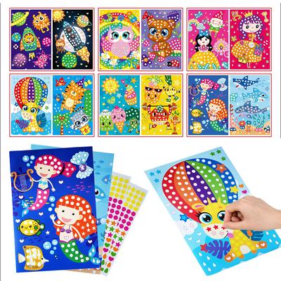 10 Sheet/set DIY Colorful Mosaic Sticker Kid Early Education Toys Cute Cartoon Animal Paint Dot Sticker Girls Boys Puzzle Gifts