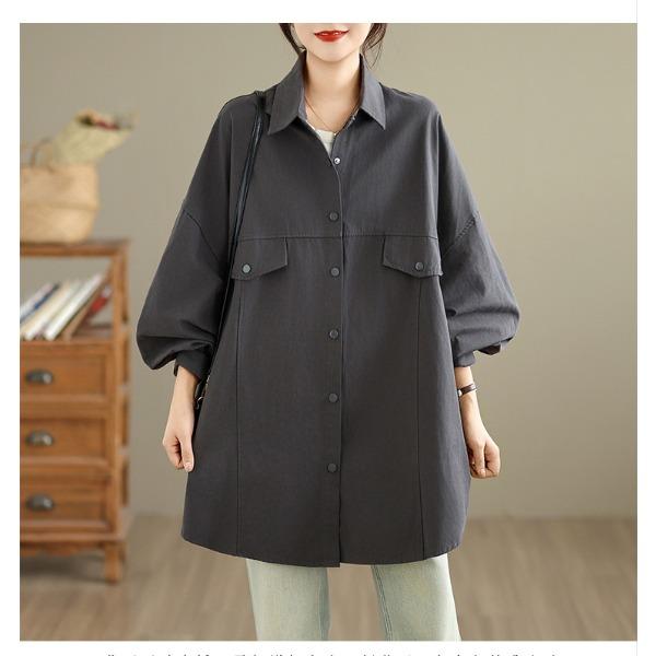 Autumn Women's Long Sleeved Shirt Jacket Versatile Mid Length Shirt Top