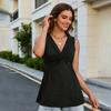 Ärmelloses V-Ausschnitt Tanktop für Damen mit geraffter Taille, verdrehtem Frontdetail und lässigem lockeren Schnitt für den täglichen Gebrauch