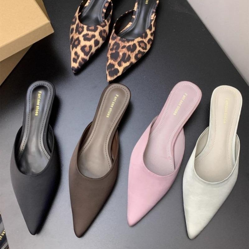 Fashion Women Pointed Toe Slippers Elegant Slingback Mules Shoes Summer Women's Sandals 2025 Low Heels Fashion Slides Mujer Sandalias