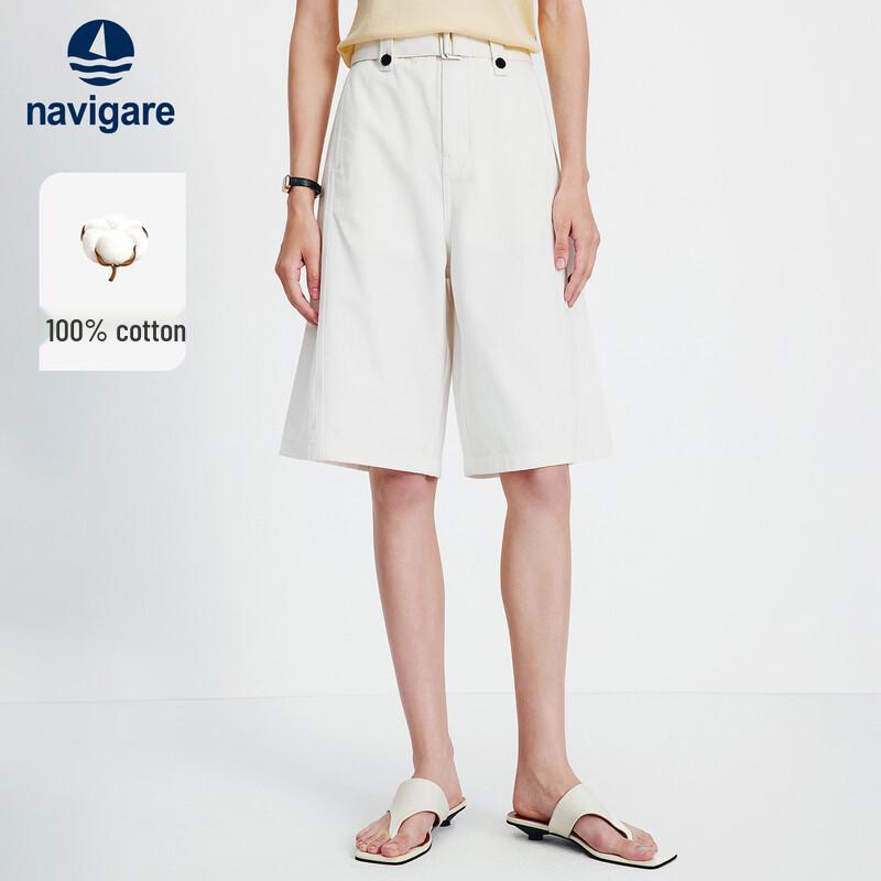 Navigare Women's Cotton A-Line Capri Pants with Belt