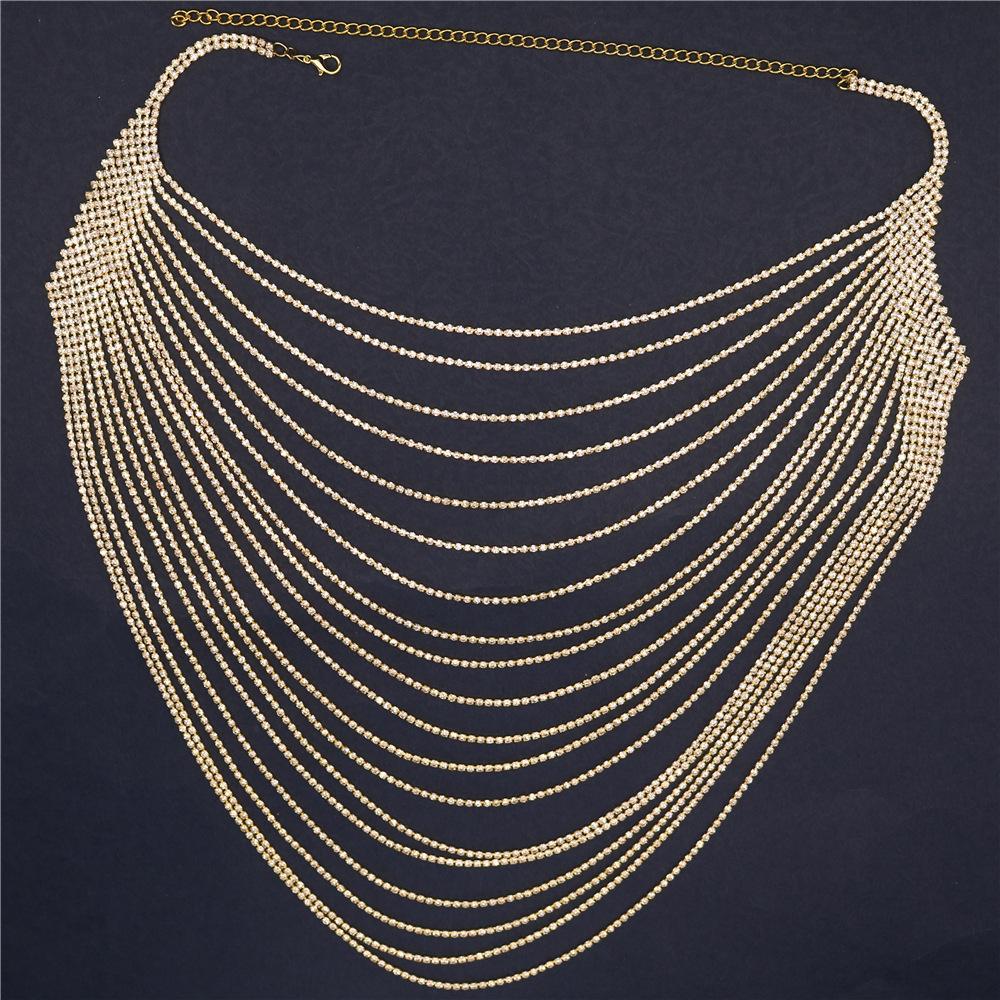 Sexy Rhinestone Chest Chain Nightclub Personalized Stage Multi-Layer Fringed Body Chain European And American Jewelry Body Chain