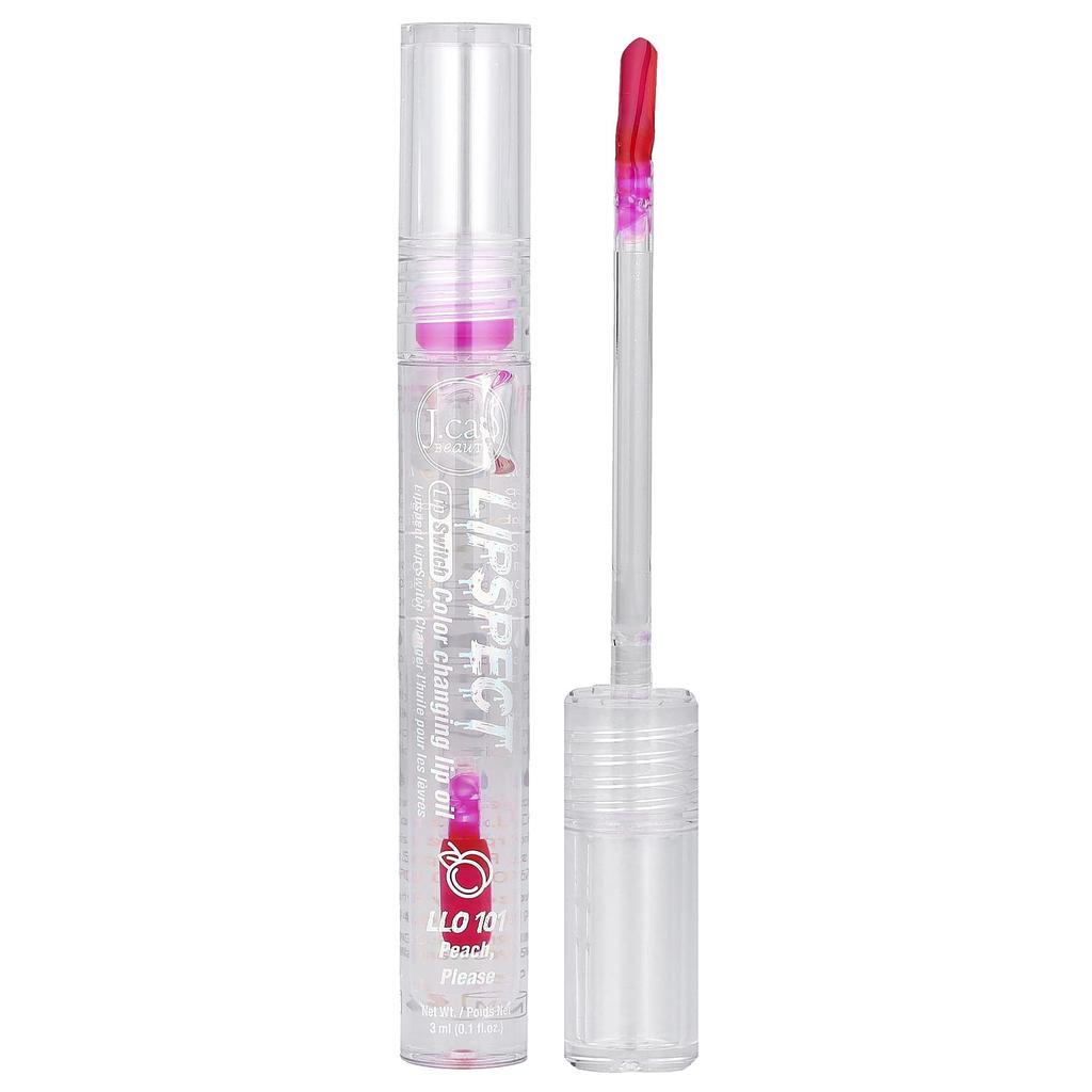J.Cat Beauty, Lipspect Lip Sensor, Color-Changing Lip Oil, LLO 101 Peach Please, 3 ml (0.1 fl oz)