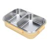 Edelstahl Lunchbox Behälter Versiegelt Geruchsdicht 2 Fächer Tragbar Quadratisch 1.2L Gelb