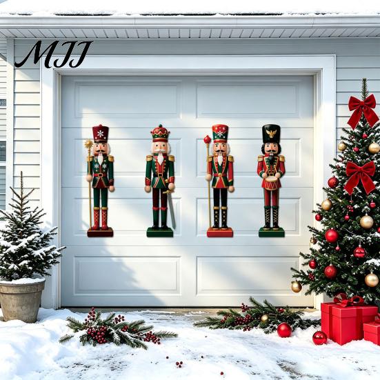 Holiday Party Magnets 4Pcs Christmas Nutcracker Magnetic Decoration for Garage Door, Festive Vintage Soldier Fridge Magnet, Waterproof Dcor