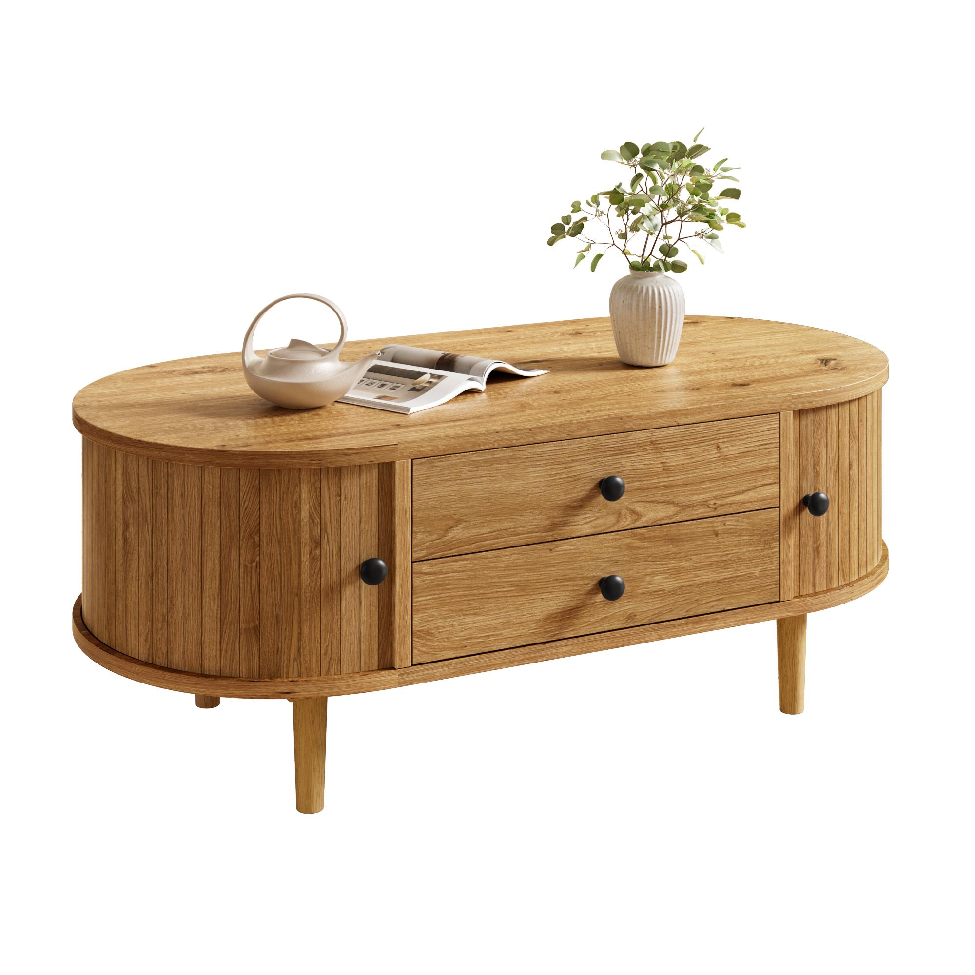 Kafijas galdiņš Moderns Retro Ovāls, Bīdāmās