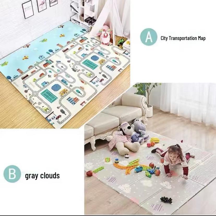 Foldable XPE Baby Crawling Mat: Thick, Odorless Foam Floor Mat for Infants.