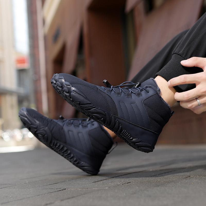 Herren Winter Warme Mid-Cut Baumwoll-Wanderschuhe - Wollgefüttert für Outdoor-Freizeit
