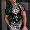 Summer Round Neck 3D Aztec Style Pattern Print Top Fashionable Casual Short Sleeved Men's T-shirts
