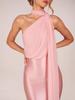 2026 Euro-Amerikanischer Stil Sexy Neckholder Satin Bodycon Kleid mit Rüschen