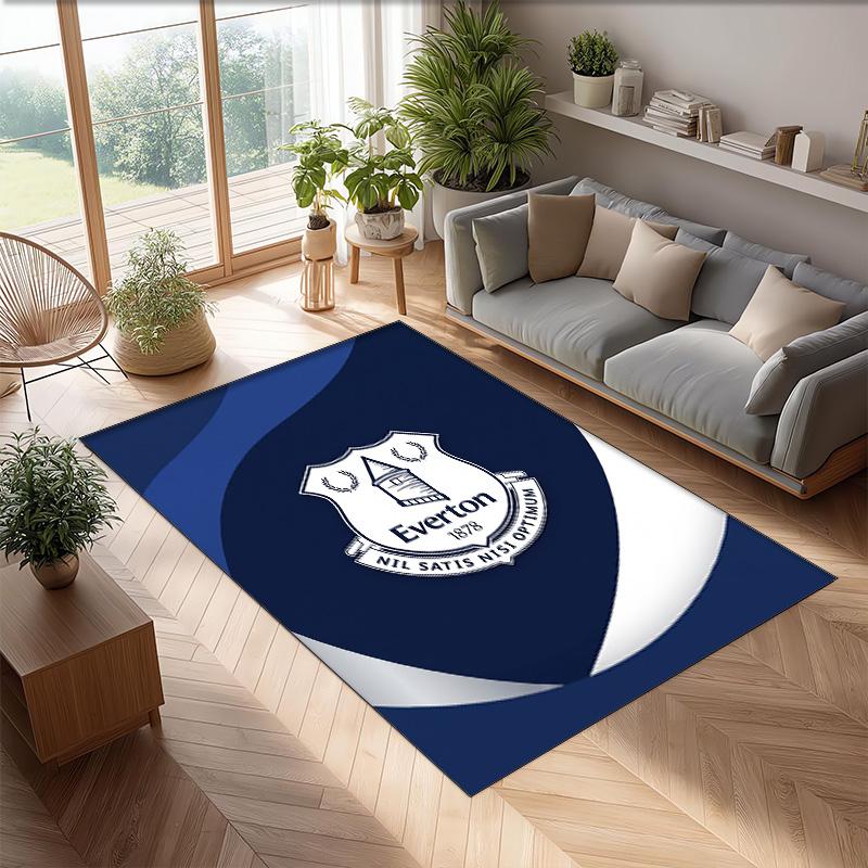 Everton Football Print Crystal Velvet Rug, Comfortable Water Absorbent Non Slip Indoor Floor Carpet