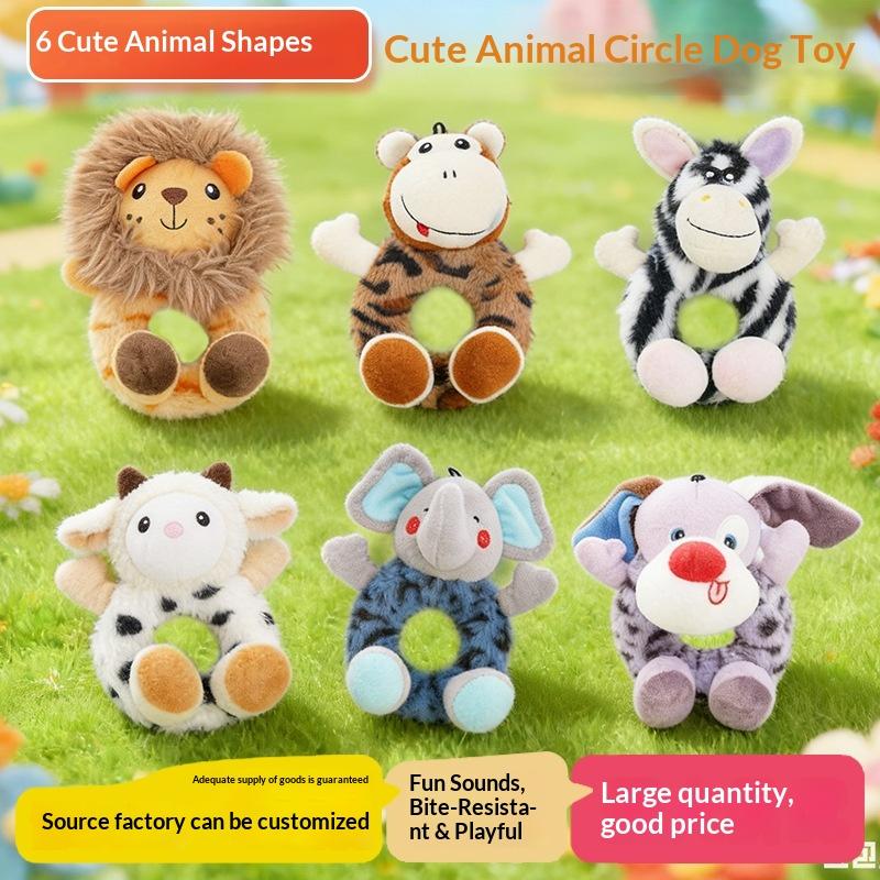 Cute Beast Circle Fun Cartoon Dog Toy for Small & Medium Dogs-Daily Self-Entertainment Noise-Making Durable Chew-Resistant Plush