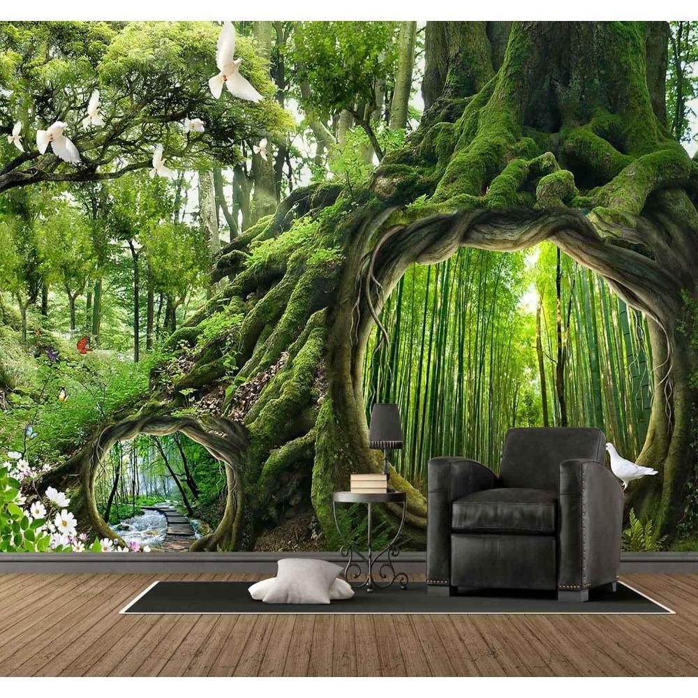 Magical Enchanted Forest Wall Mural Tree Cave Nature Scenery Wallpaper Home Decor