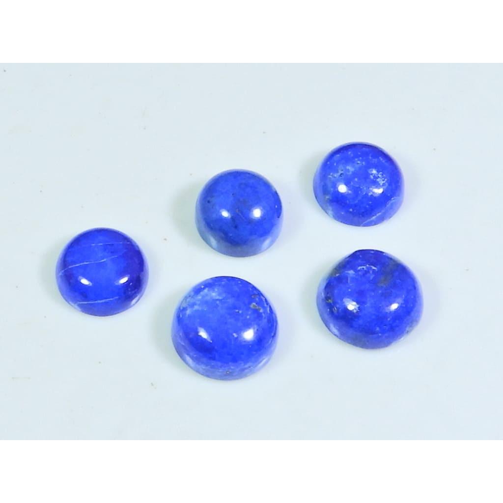 

9 MM Natural Lapis Lazuli Round Cabochon Loose Gemstone 5Pcs Lot 18Cts. A-511
