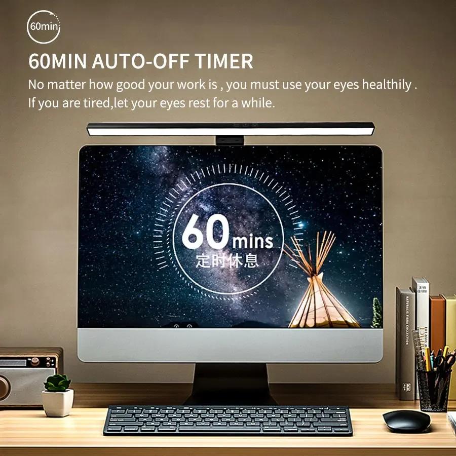 50cm PC Screen Display Hanging Light Computer Monitor Lamp Eye Protection Desk Lights Dimmable Timing Function for Study Work