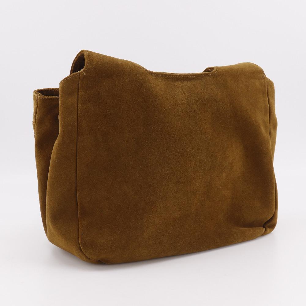 Salvatore Ferragamo Borsa a Spalla con Design a Punto BZ-21 5695 Cammello Pelle Scamosciata Donna Usata