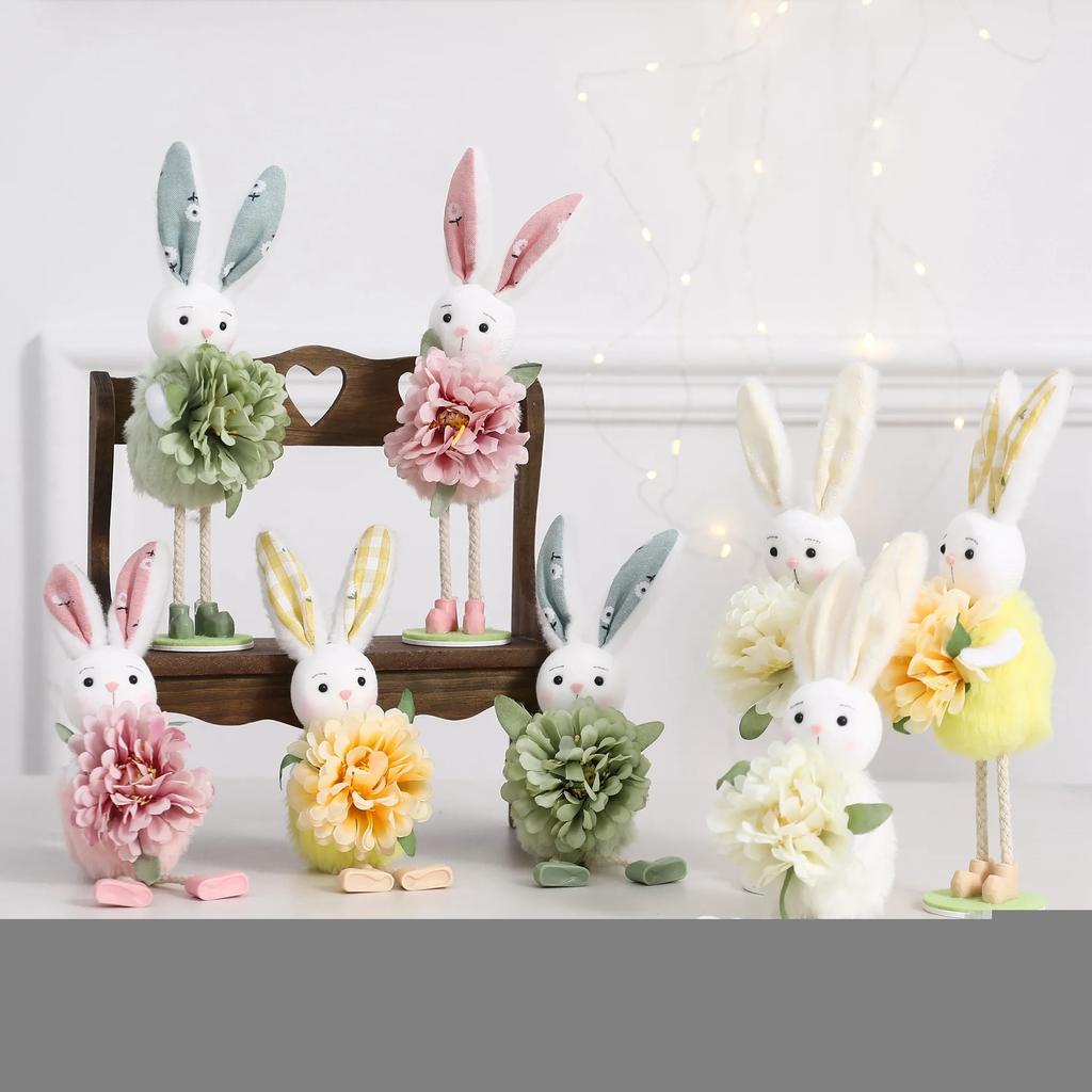 2pcs Easter Spring Birds Decor Floral Arrangement, Easter Bunny Ornament, Tiered Tray Decorations, Tabletop Decor