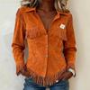 2025 Autumn New Brown Series European and American Style Suede Tassel Long Sleeve Cardigan Women's Jacket Cross-Border Women's Coat