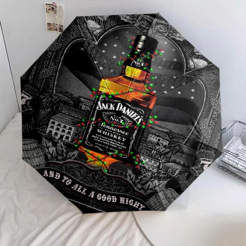 Parapluie Automatique Jack Daniel's Tennessee Whiskey - Parapluie Portable Adapté au Voyage en Plein Air Cadeau d'Anniversaire Indispensable Quotidien