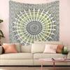 Black Mandala Tapestry, Geometric Flowers Mandala Aesthetic Wall Hanging for Bedroom Living Room Dorm Room Decor