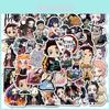 Colorful Anime Stickers Set 50pcs Ghost Blade Graffiti Decals For Luggage Skateboard Water Bottle