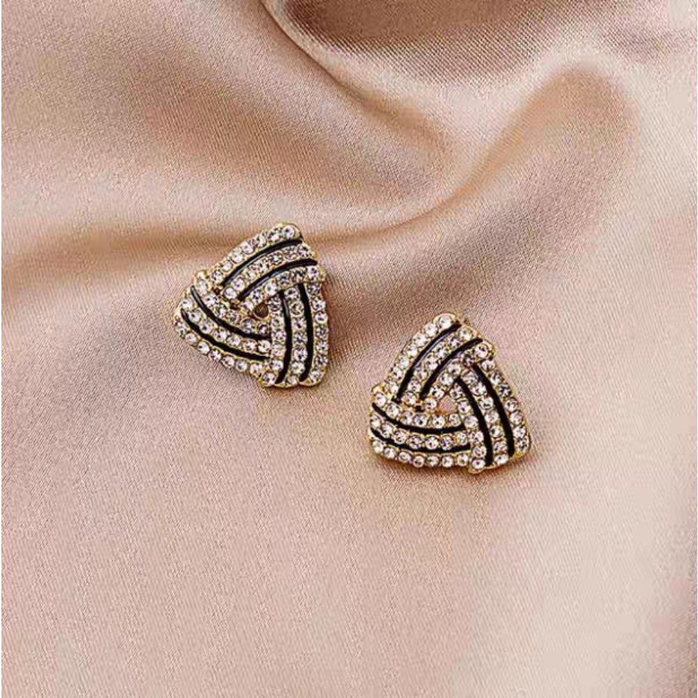 Silver Needle Korean Version Elegant Black and White Plaid Earrings