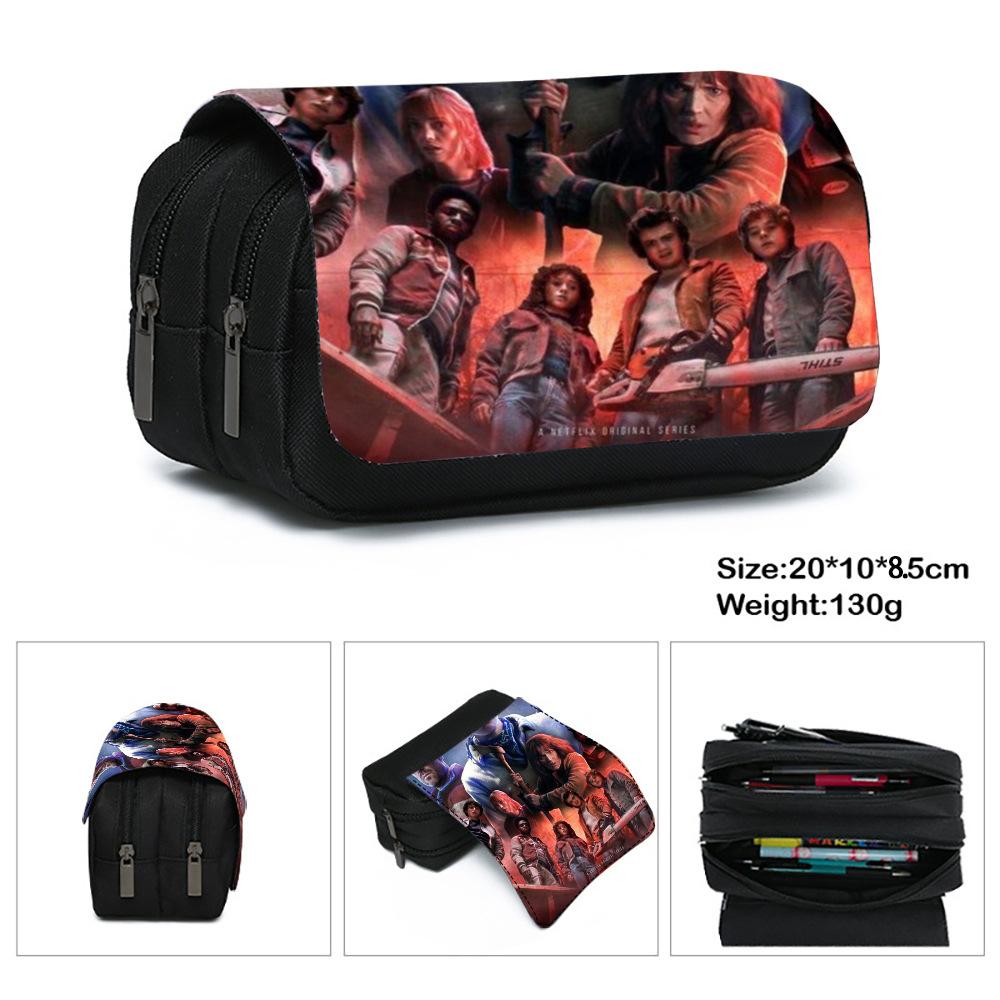 Stranger Things 5 Pencil Case, Large Capacity Multi-Layer Storage, Wear-Resistant Oxford Cloth Student Stationery Bag