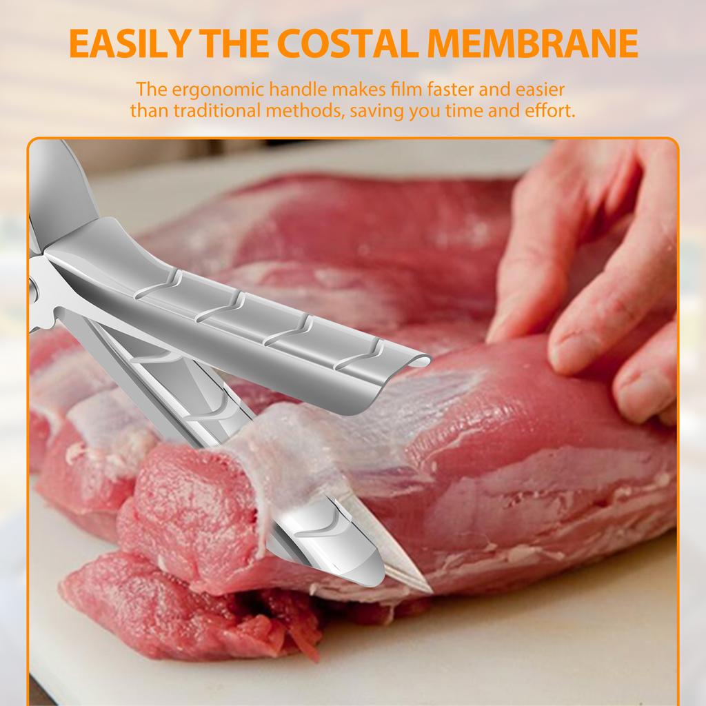 Rib Film Removal Tool Stainless Steel Barbecue Rib Peeling Tool with Anti Slip Grip Kitchen Small Tool Dishwasher Cleaning