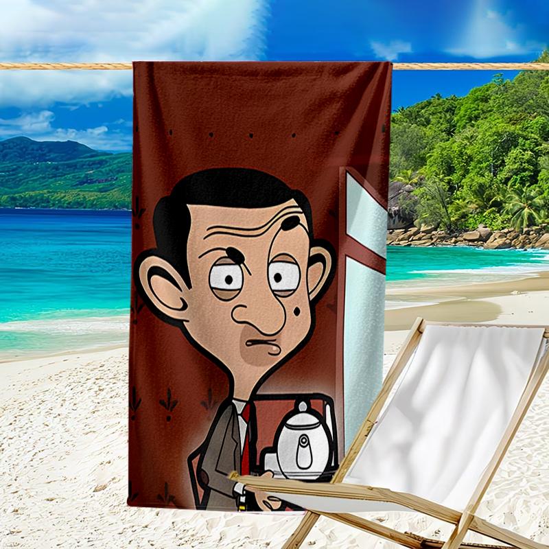 Beweis Strandtuch mit einem Mr. Bean2 Muster - weich, saugfähig, schnell trocknend, maschinenwaschbar - perfekt zum Schwimmen, Camping, Baden