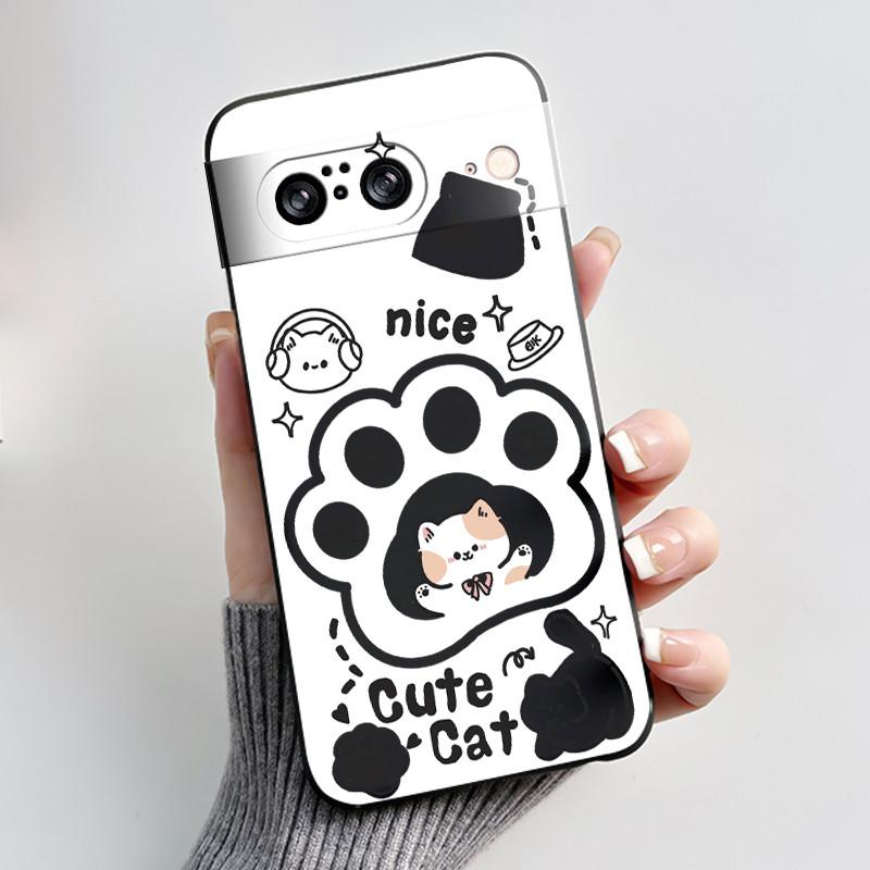 Casing For Google Pixel 8 Pro 8A Case Aesthetic Fashion Cute Cat Soft Silicone Shockproof Back Cover Ultra Slim Thin Phone Case