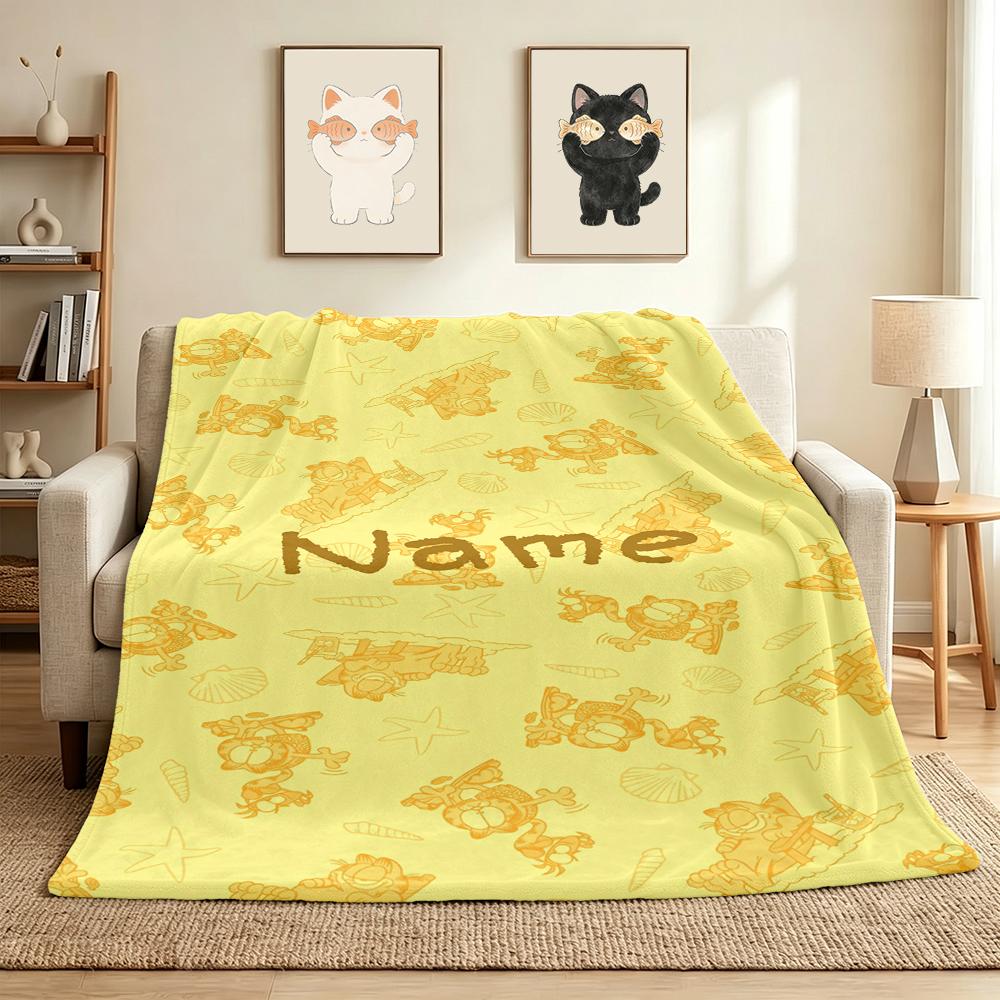 Custom Name Garfield Dreams Flannel Blanket Throw Blanket Soft Warm Sofa Bed Decor Unique Gift