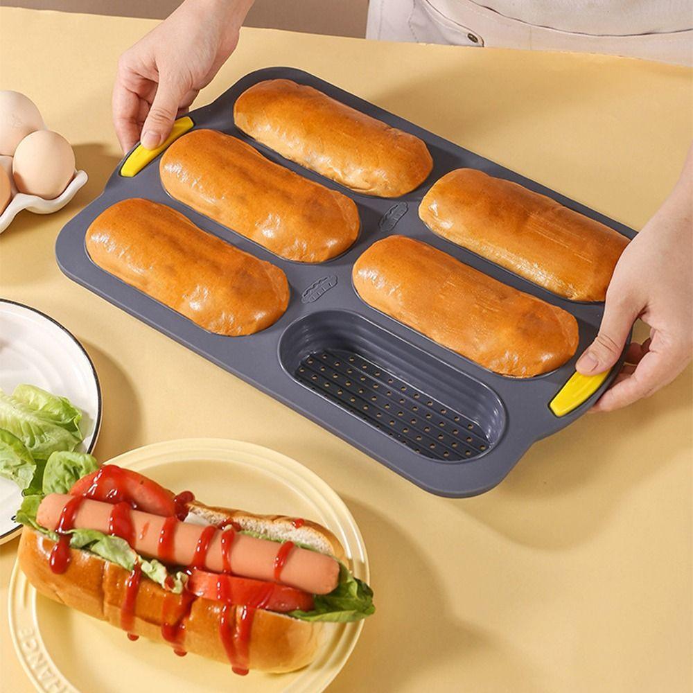 Creative Hot Dog Bun Pan DIY Silicone Cookie Mold Multi-purpose Baking Mould Tray  Kitchen